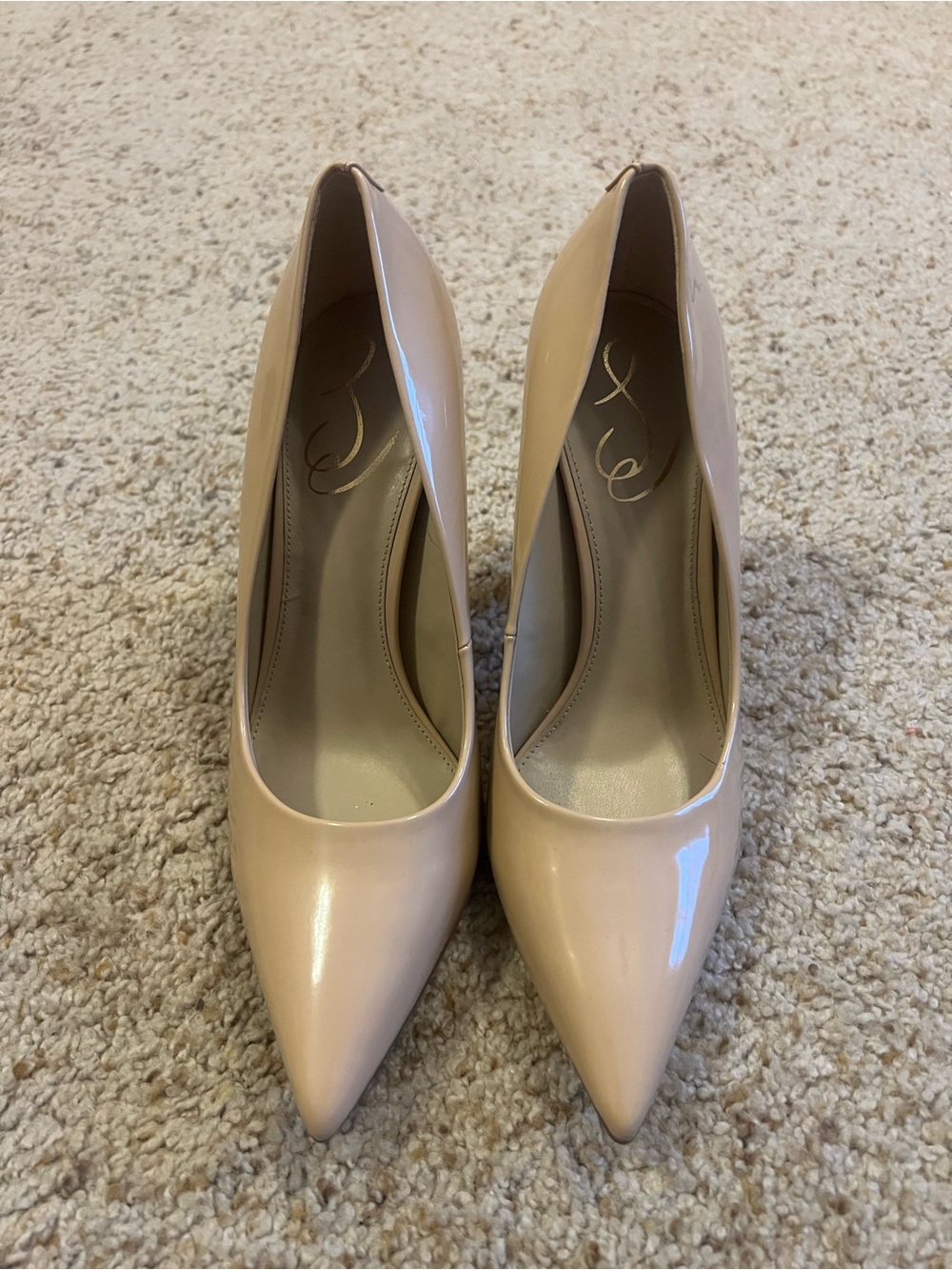 Sam Edelman Nude Patent Pointed-Toe Pumps